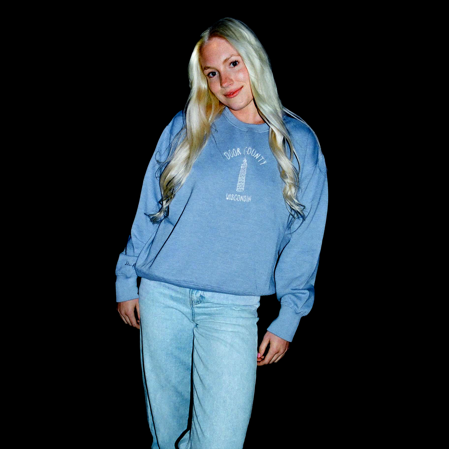 Cana Island Embroidered Crew Soft Blue